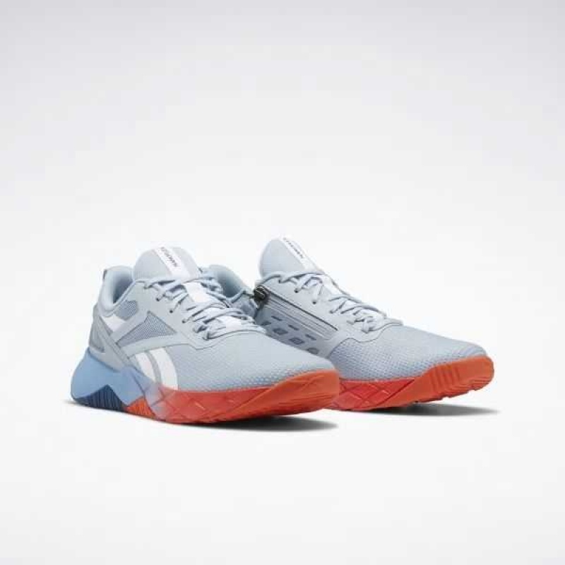 Grey / White / Blue Reebok Nanoflex Parafit TR Shoes | UHPFEYT-32
